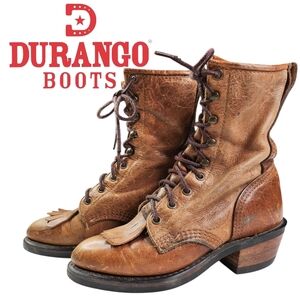 VTG Durango Lace Up Brown Leather Boots Western, punk, steampunk, Boho, Cowgirl